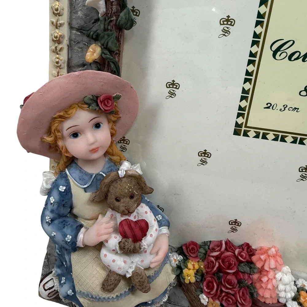 Montefiori Collection Picture Frame 3D Resin Girls Teddy Bear Cottagecore Decor